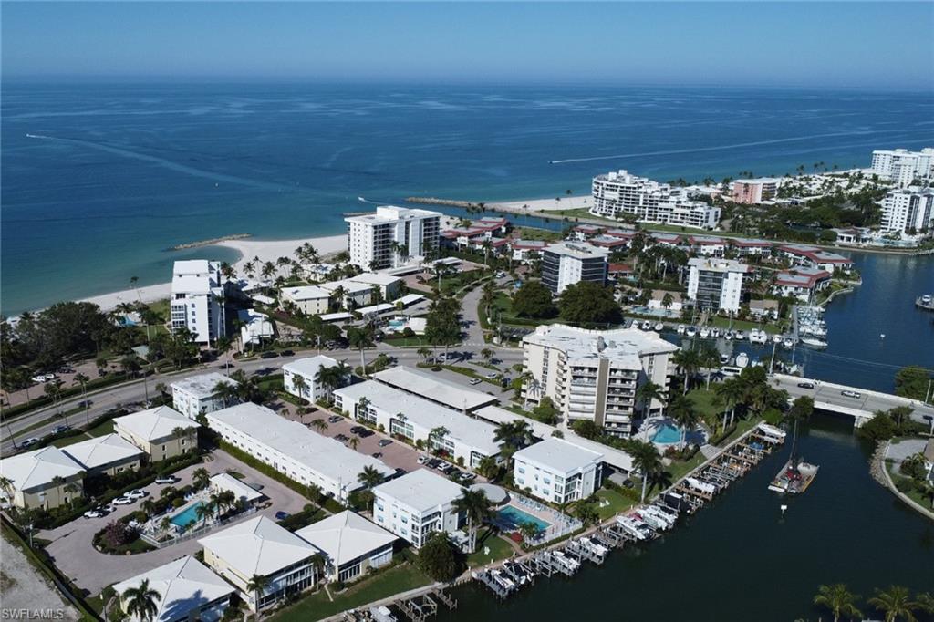 View of urban area with a large body of water