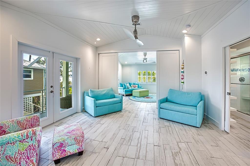 Wooden deck featuring french doors