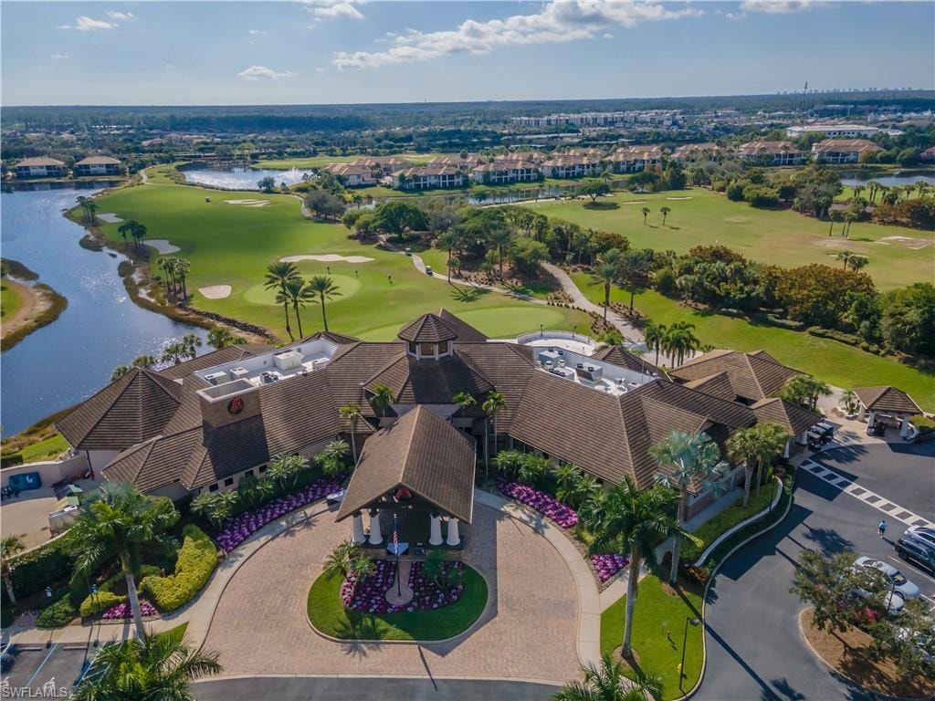 Bird's eye view of a local golf course and a large body of water