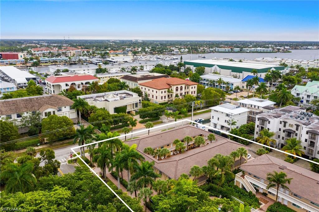 Aerial overview of property's location with property parcel outlined