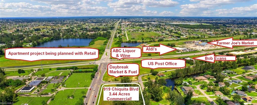Traffic from new Daybreak Market & Gas, US Post Office and more must go by this property, as businesses fronting Pine Island must enter from behind on the road that goes by this site.