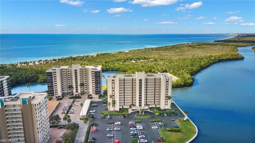 Bird's eye view of a nearby body of water