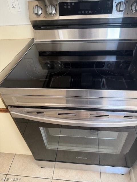 Kitchen view of stainless steel electric range