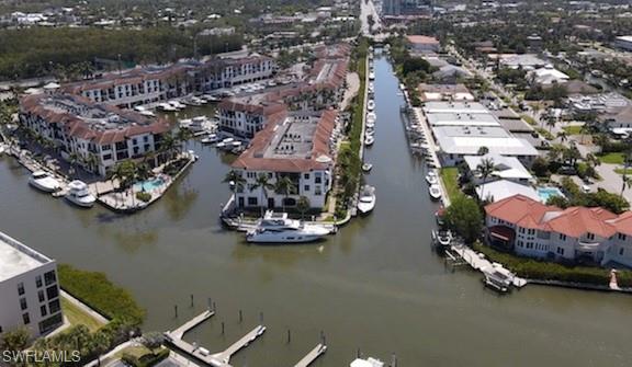 Aerial view of a nearby body of water