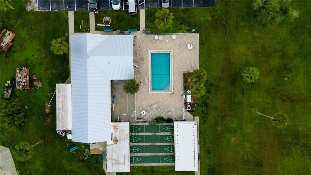 Aerial view of a pool