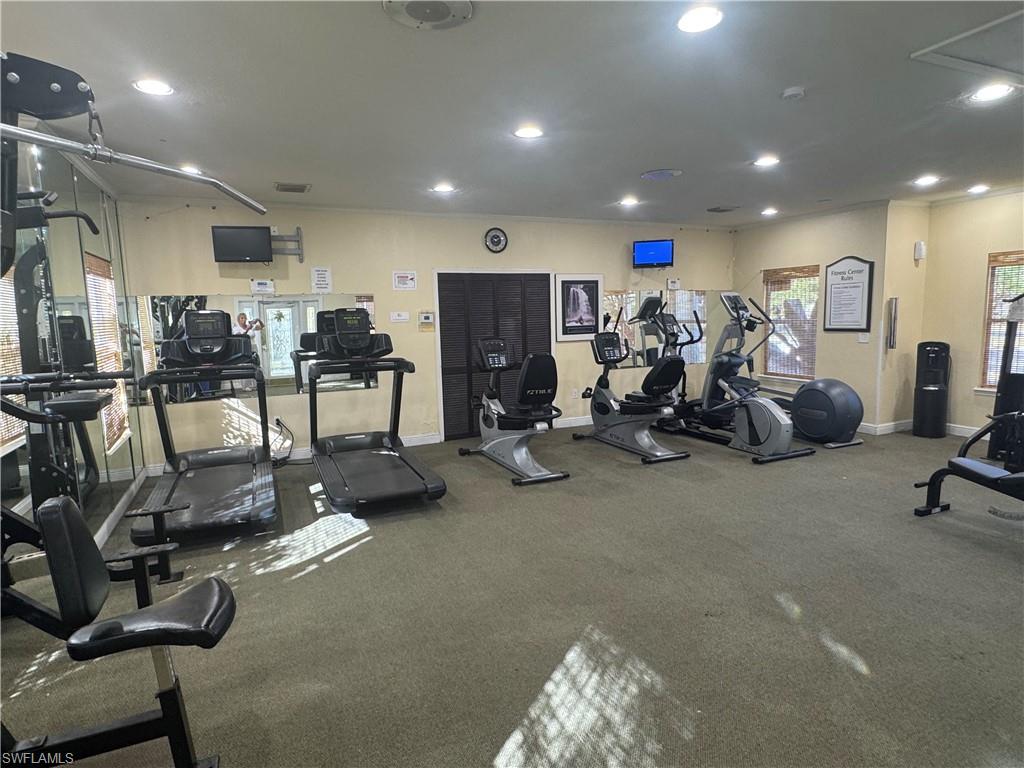 Exercise room with recessed lighting