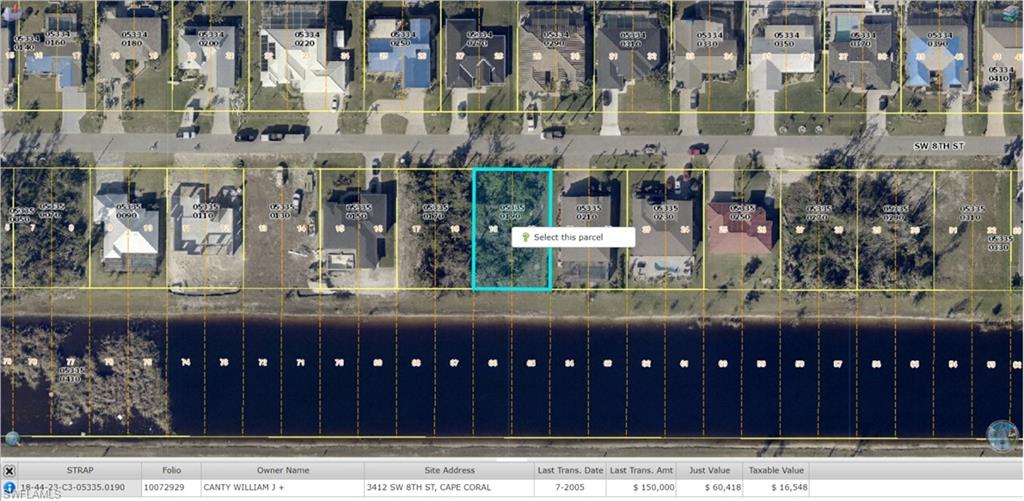 Aerial overview of property's location featuring property boundaries highlighted