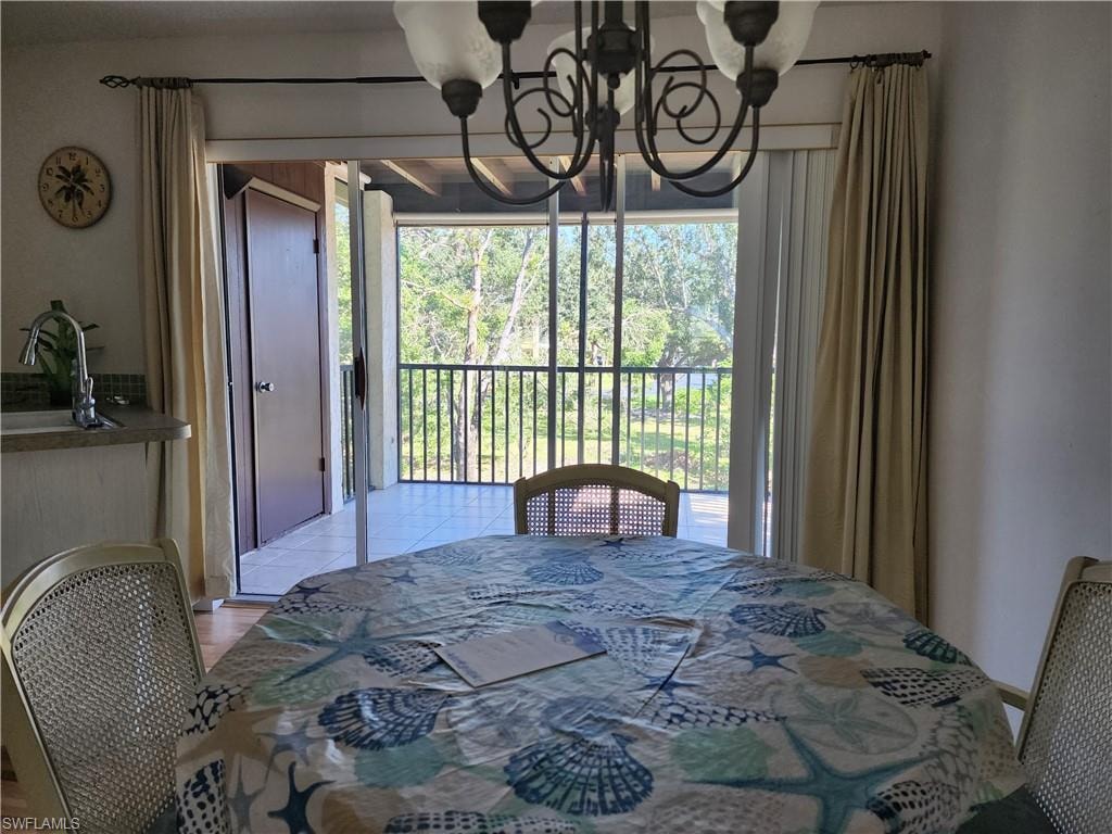 Dining room featuring a chandelier