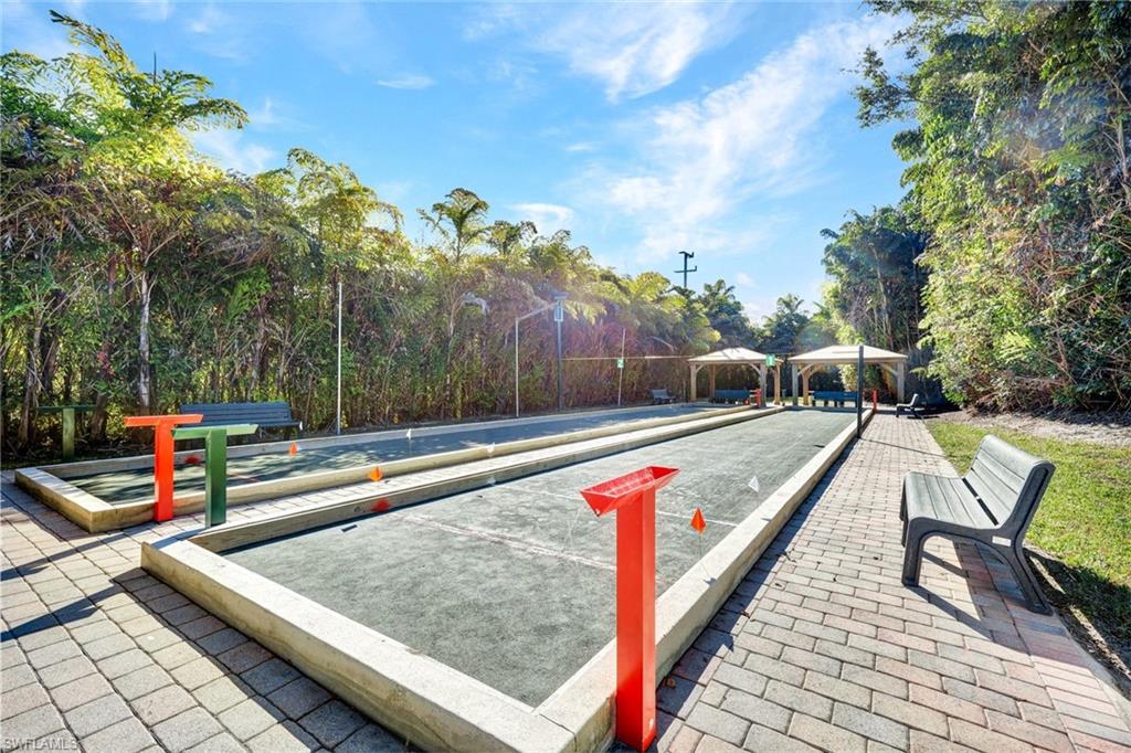 View of bocce courts