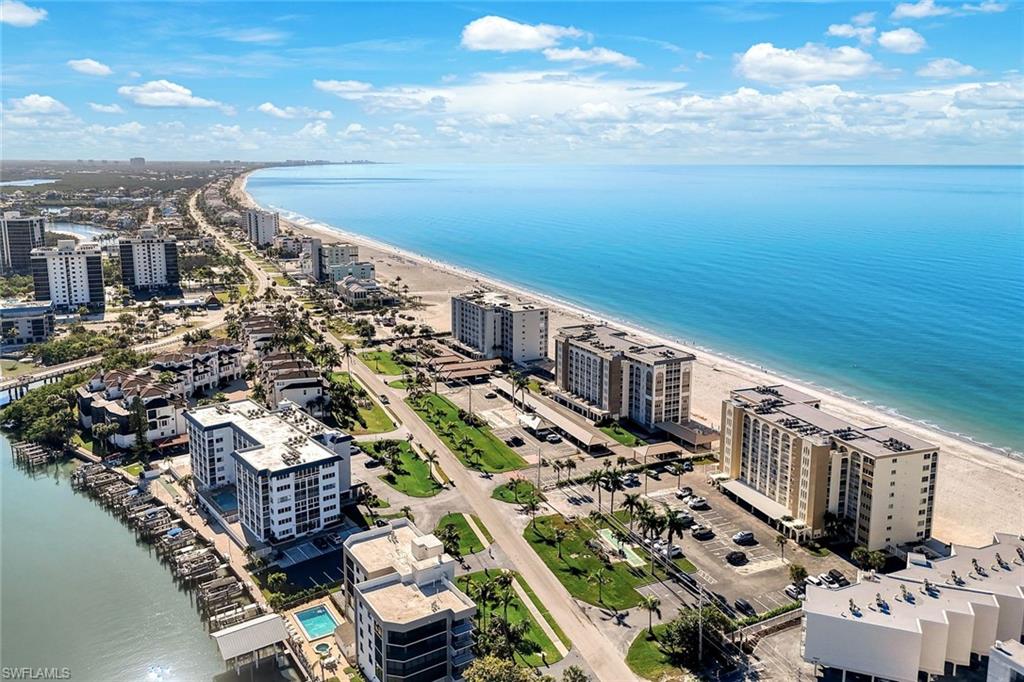 View of urban area with expansive coastline
