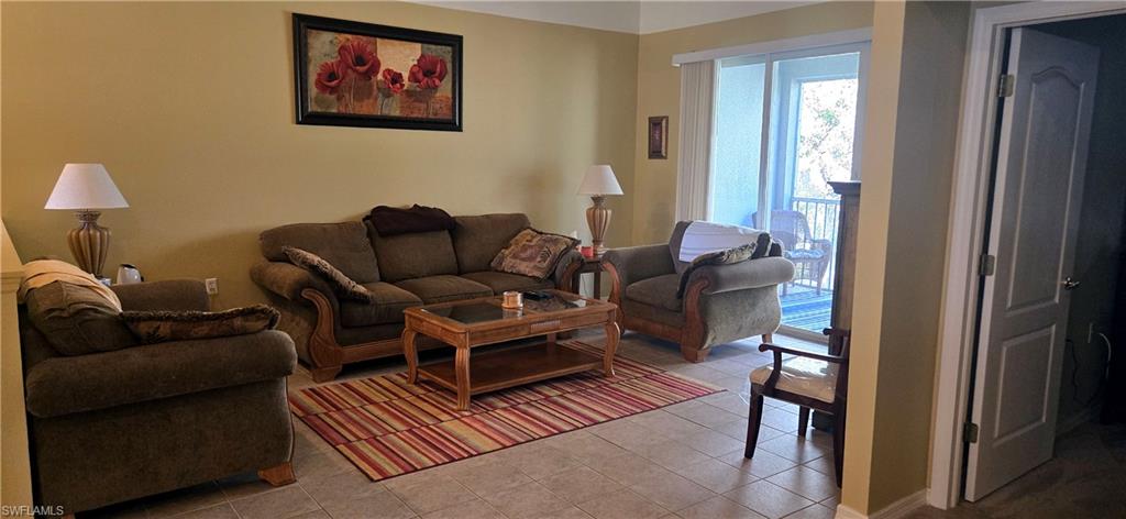 View of tiled living room