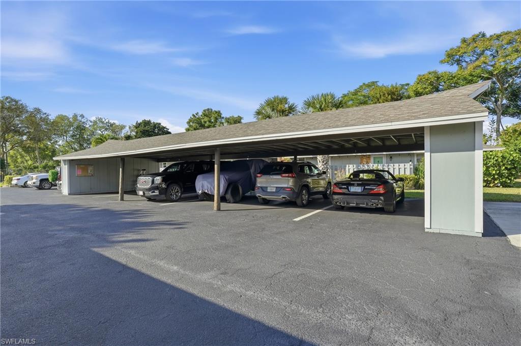 View of covered parking lot