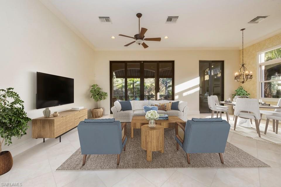 Virtually staged great room