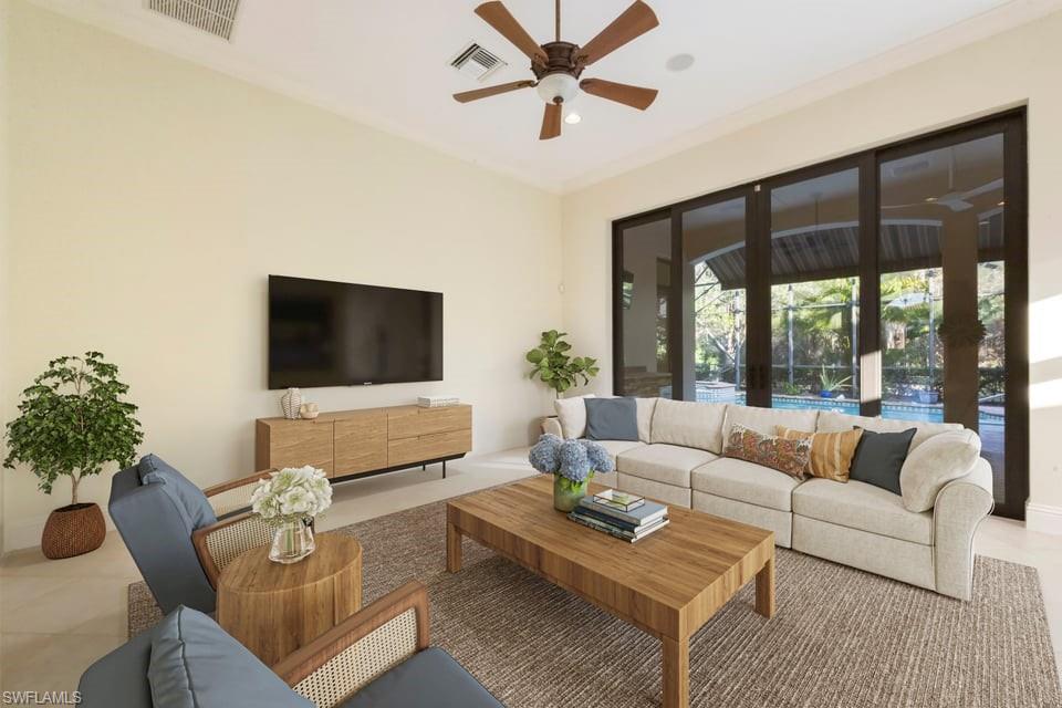 Virtually staged great room