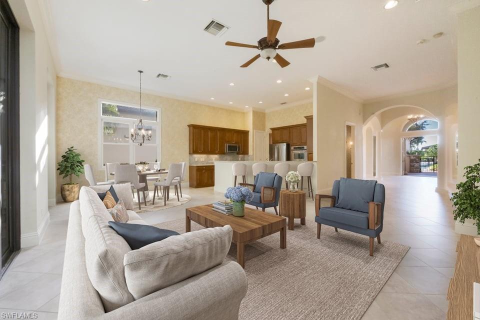 Virtually staged great room