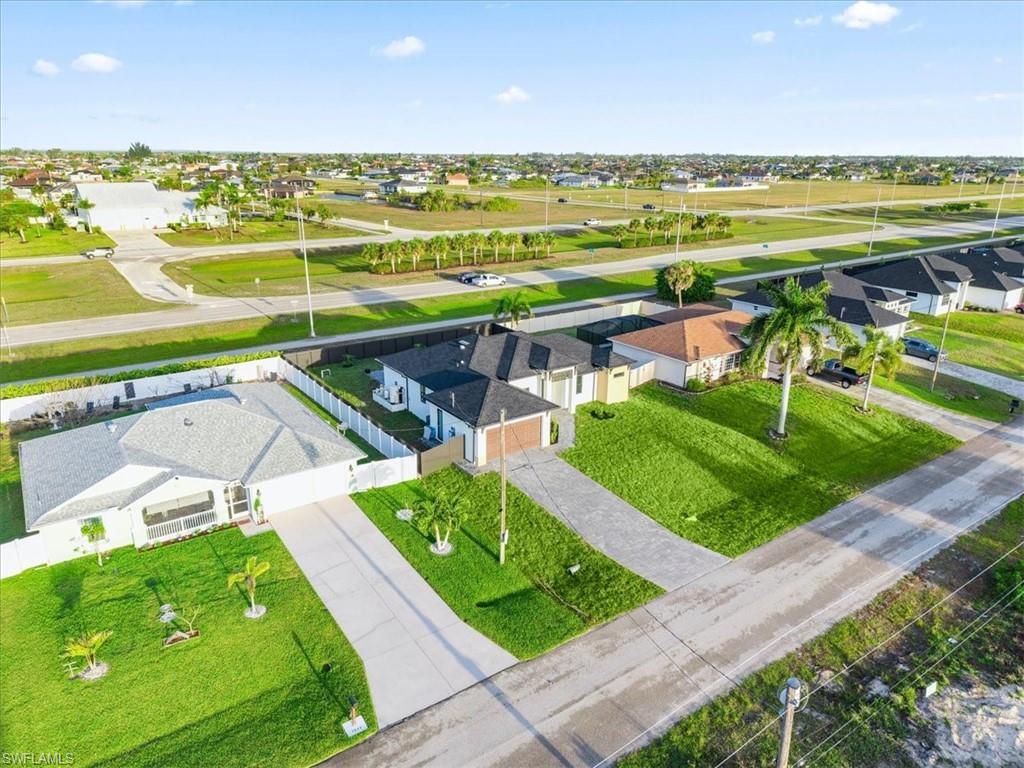 Aerial perspective of suburban area