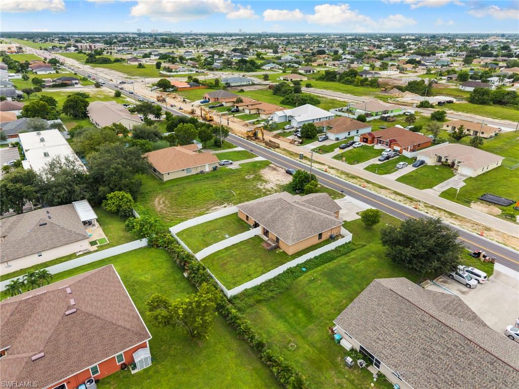 Aerial perspective of suburban area