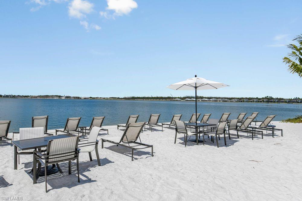 View of patio featuring a water view