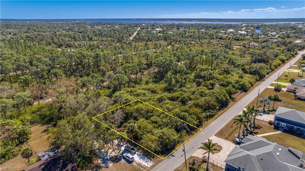 View of property location with property parcel outlined and a heavily wooded area