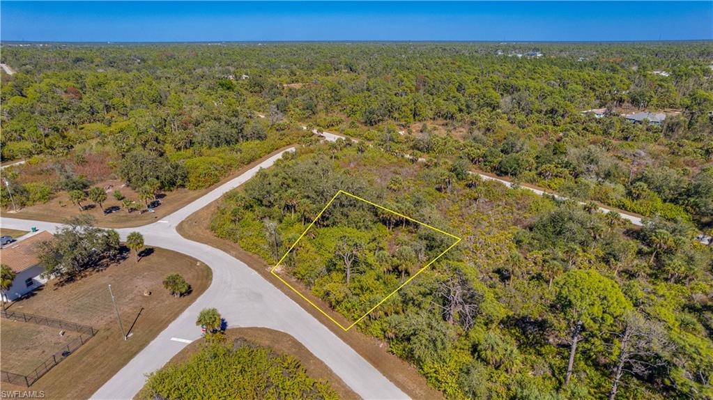 View of property location featuring a heavily wooded area and property parcel outlined