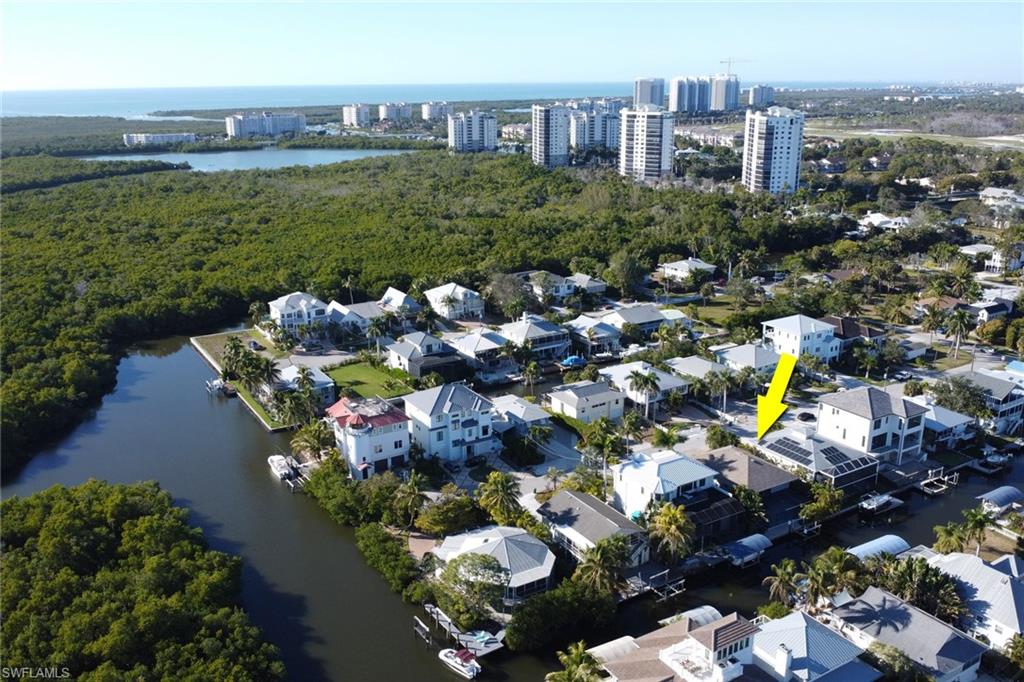 View of urban area with a large body of water