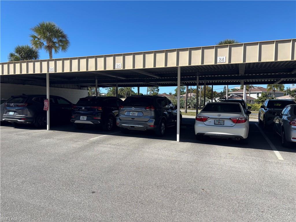 View of covered parking l