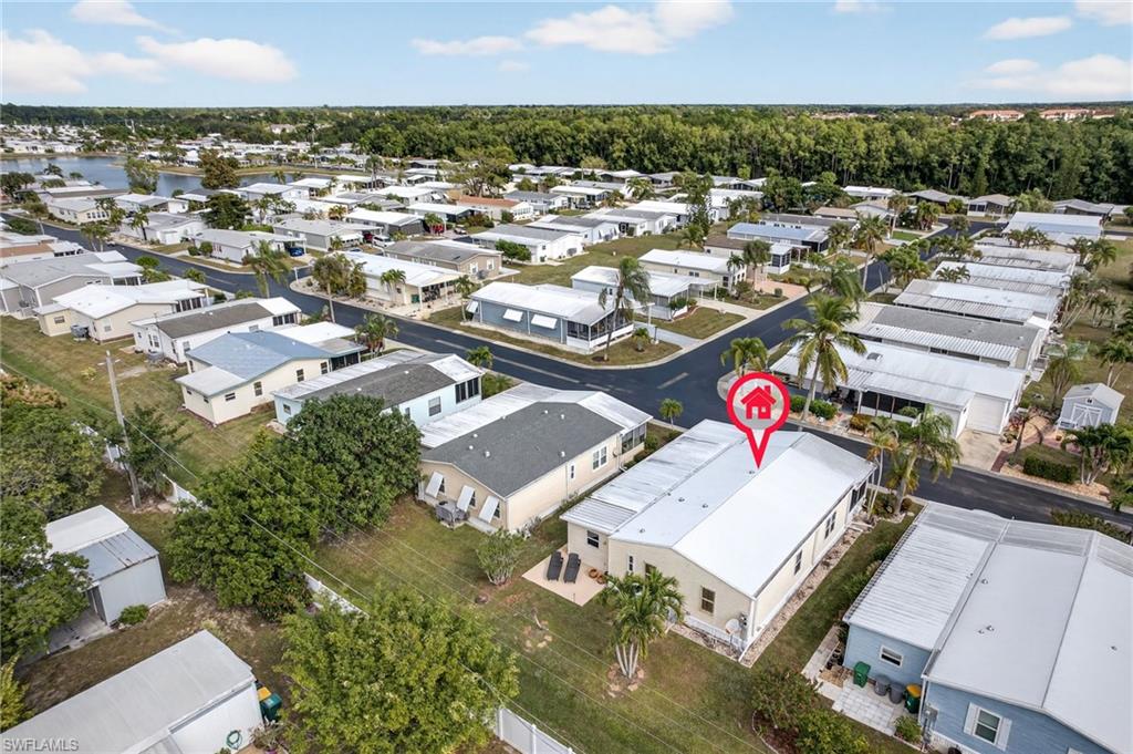 Aerial perspective of suburban area