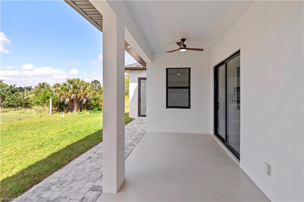 View of patio / terrace with a ceiling fan