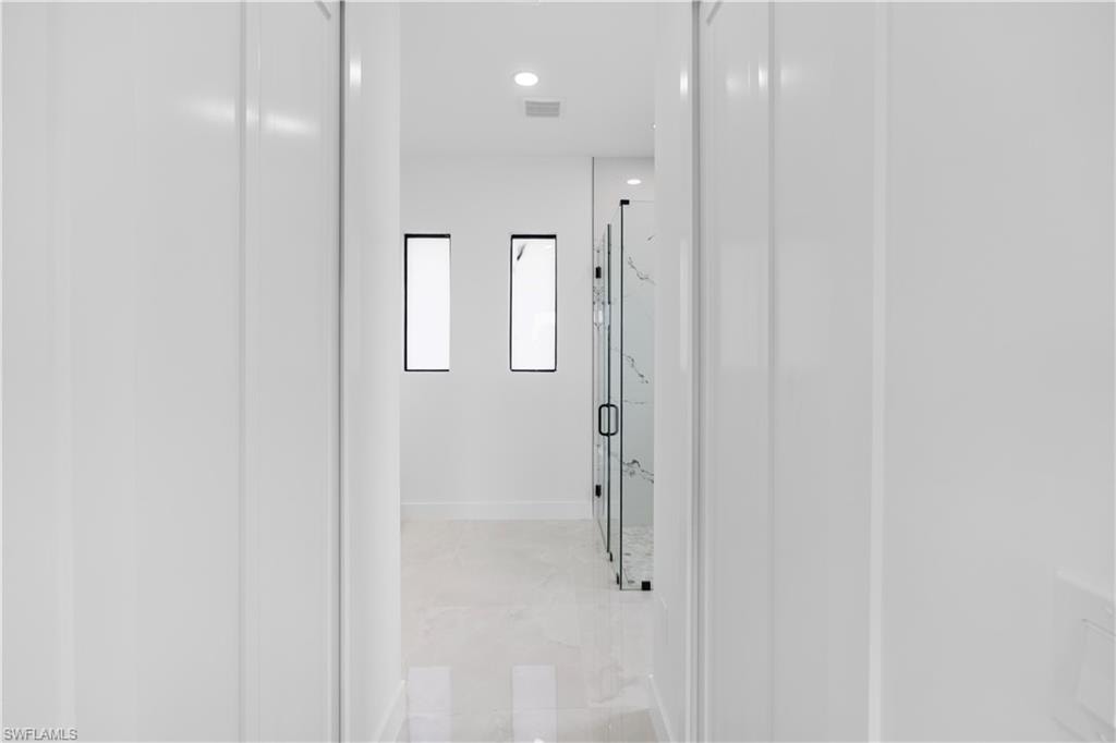 Hall with recessed lighting