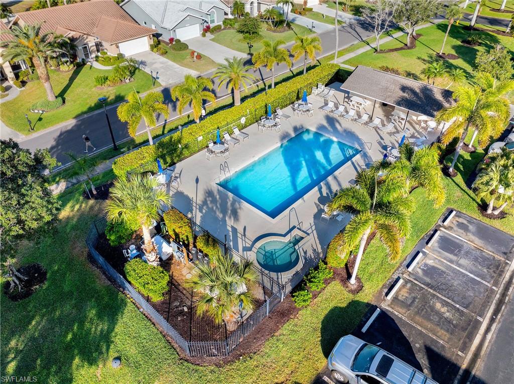 Aerial view of a pool