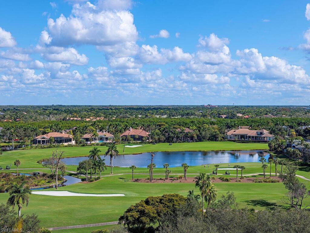 View from east balcony of property's community with a water view, golf course view, and a residential view
