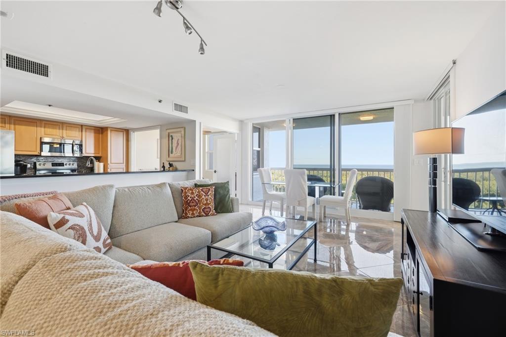 Living room with a wall of windows