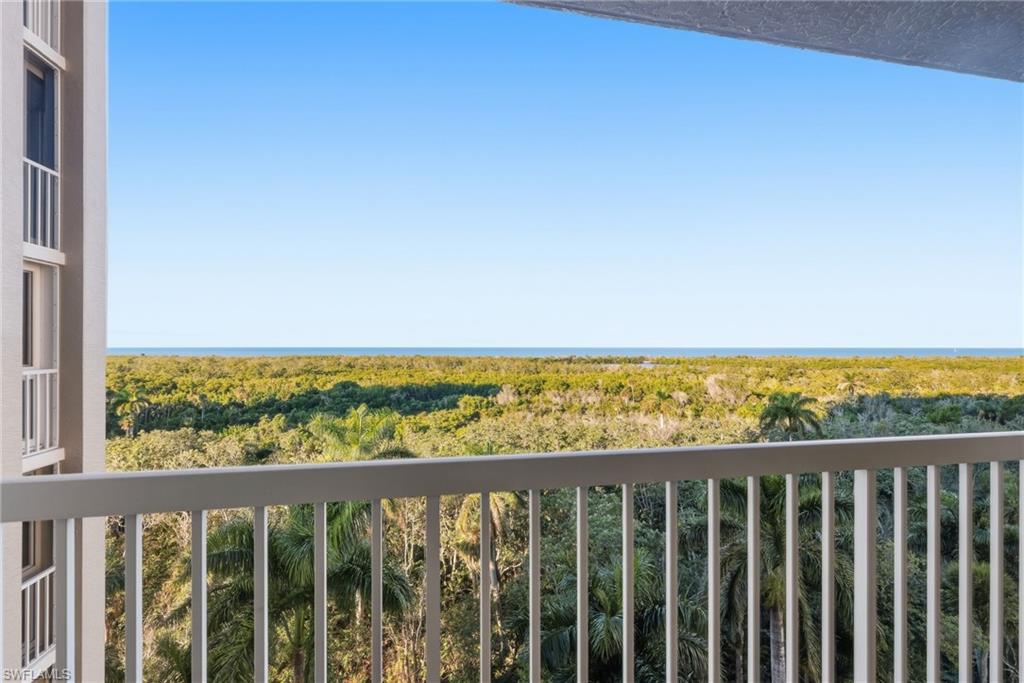 Balcony with a water view