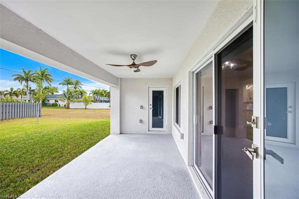 View of patio / terrace featuring a ceiling fan