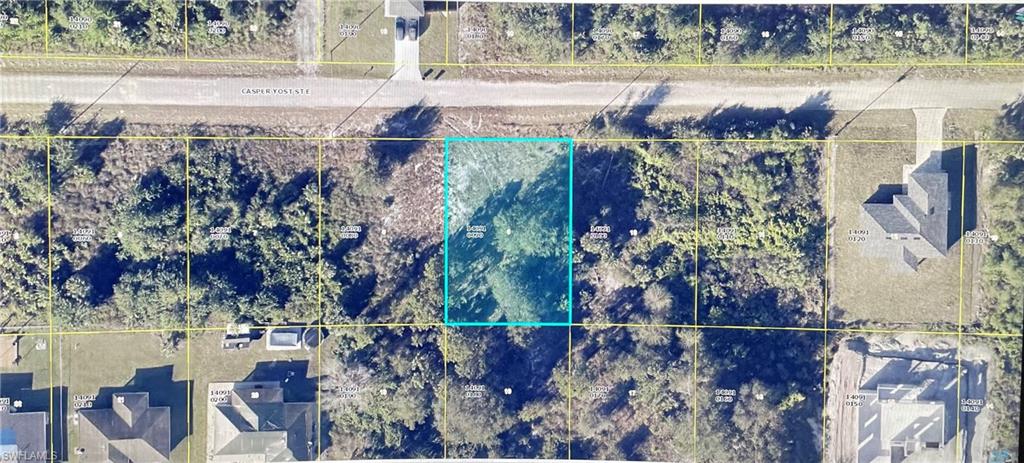 Aerial view of property's location featuring property parcel outlined