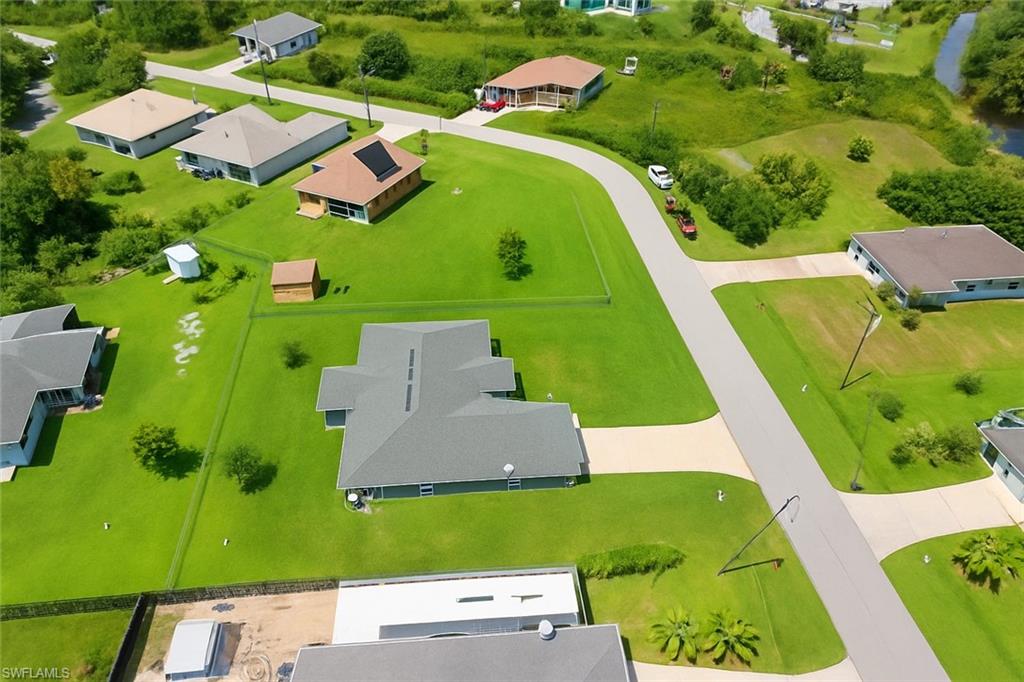 Aerial perspective of suburban area