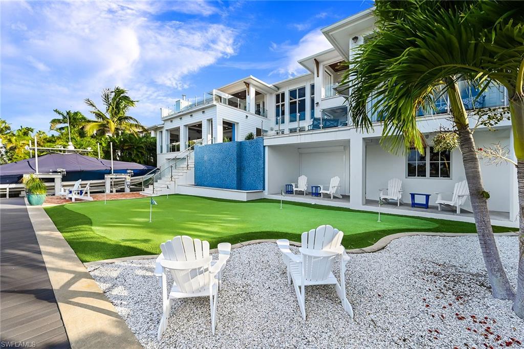 Putting Green and Waterfall Fountain from Elevated Pool