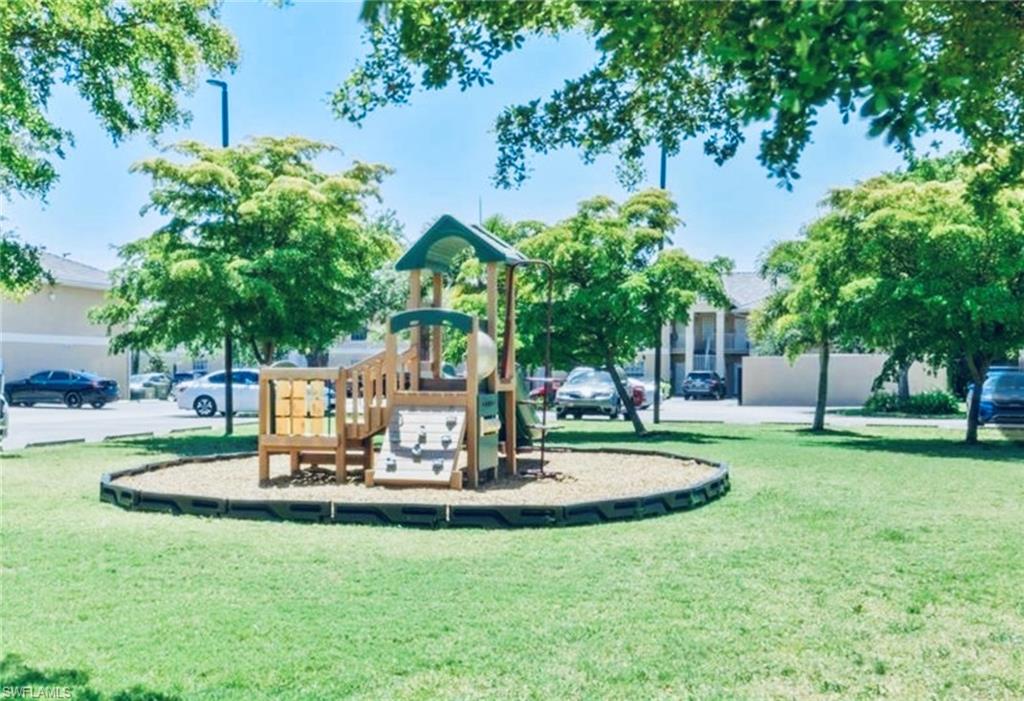 Communal playground with a lawn