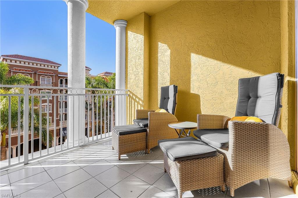 View of balcony flanked with columns