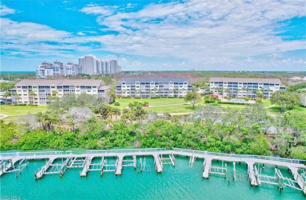 Bird's eye view of a nearby body of water