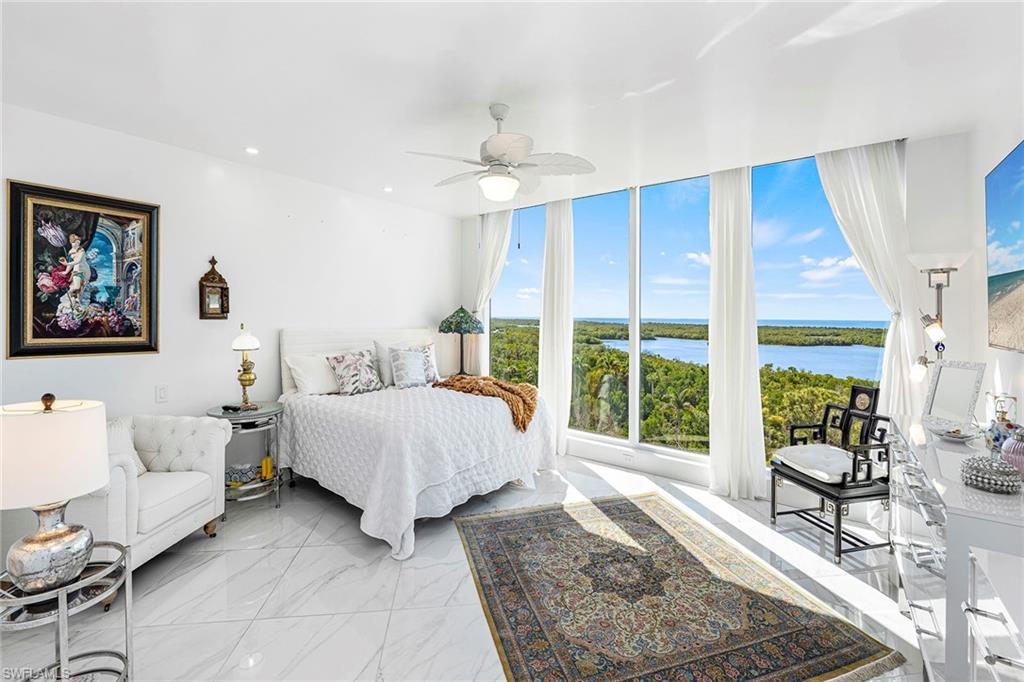 Primary edroom featuring an incredible water view.