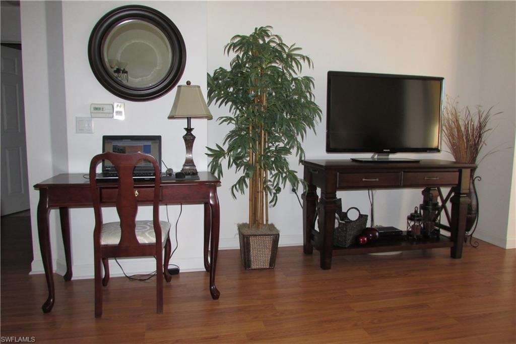 Desk and TV area