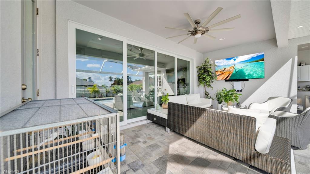 View of patio / terrace featuring ceiling fan