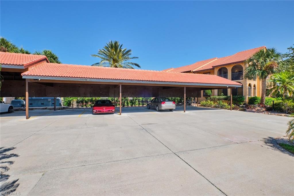 View of covered parking lot