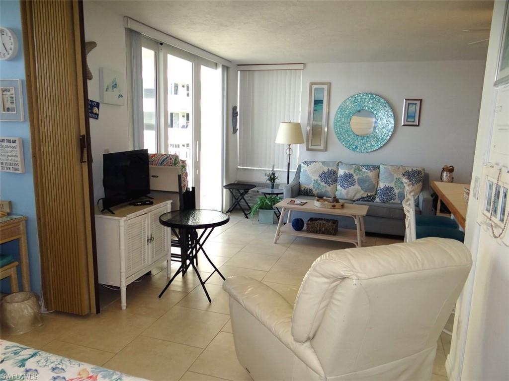 Living room with tile floors