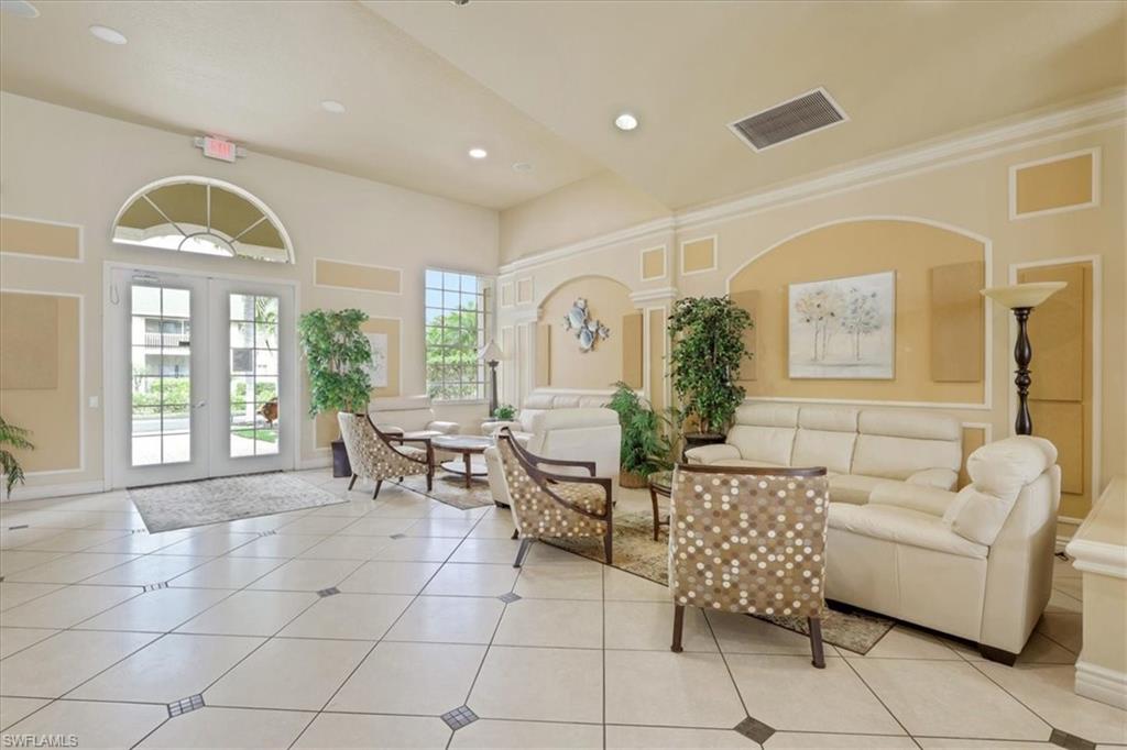 Lobby of clubhouse featuring recessed lighting and a high ceiling