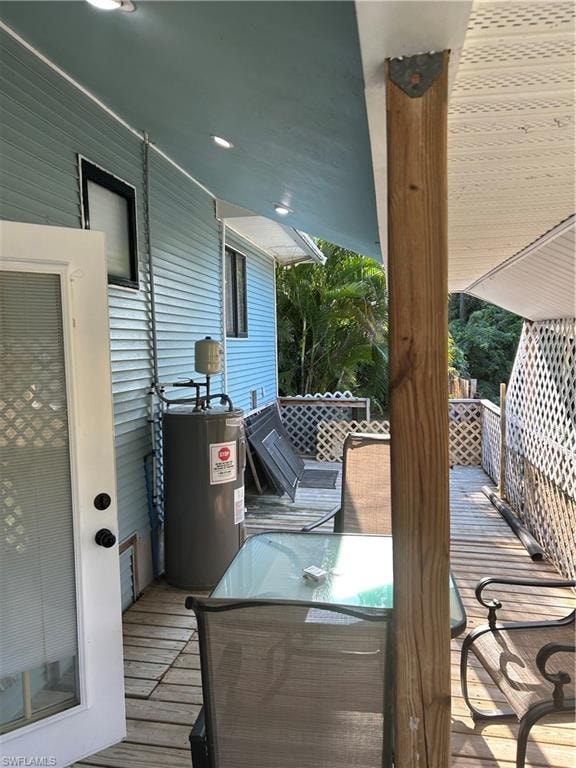Wooden deck with water heater
