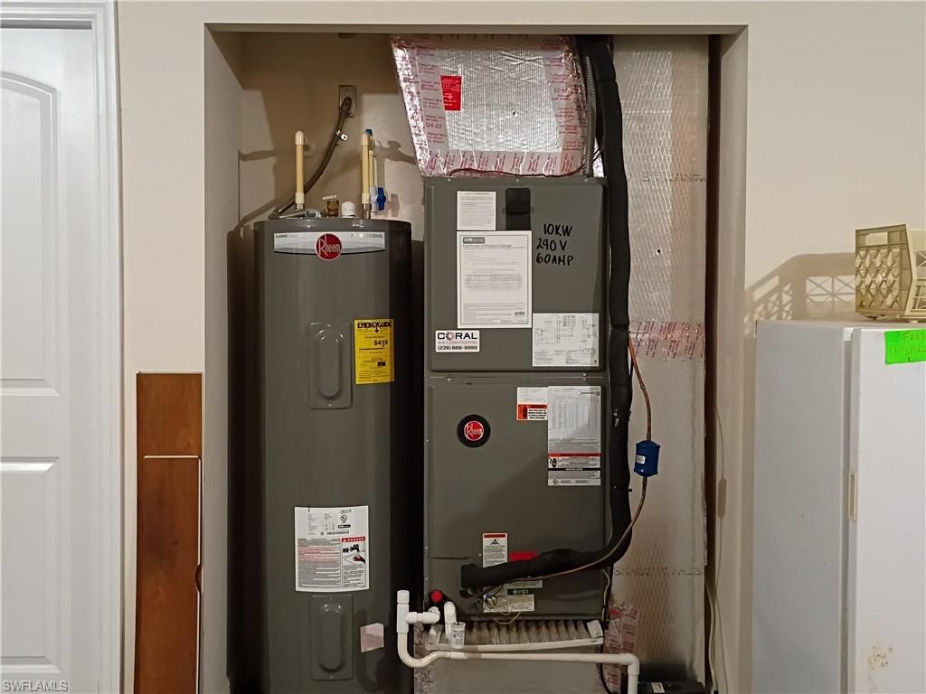 Utility room featuring electric water heater