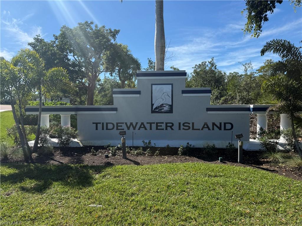 Community sign with a yard