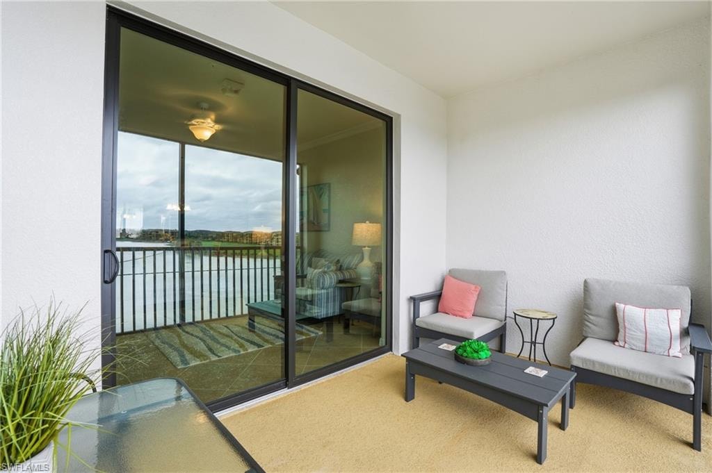 Balcony with a water view